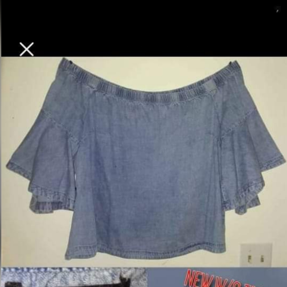 Lane Bryant Jean Off The Shoulder Blouse